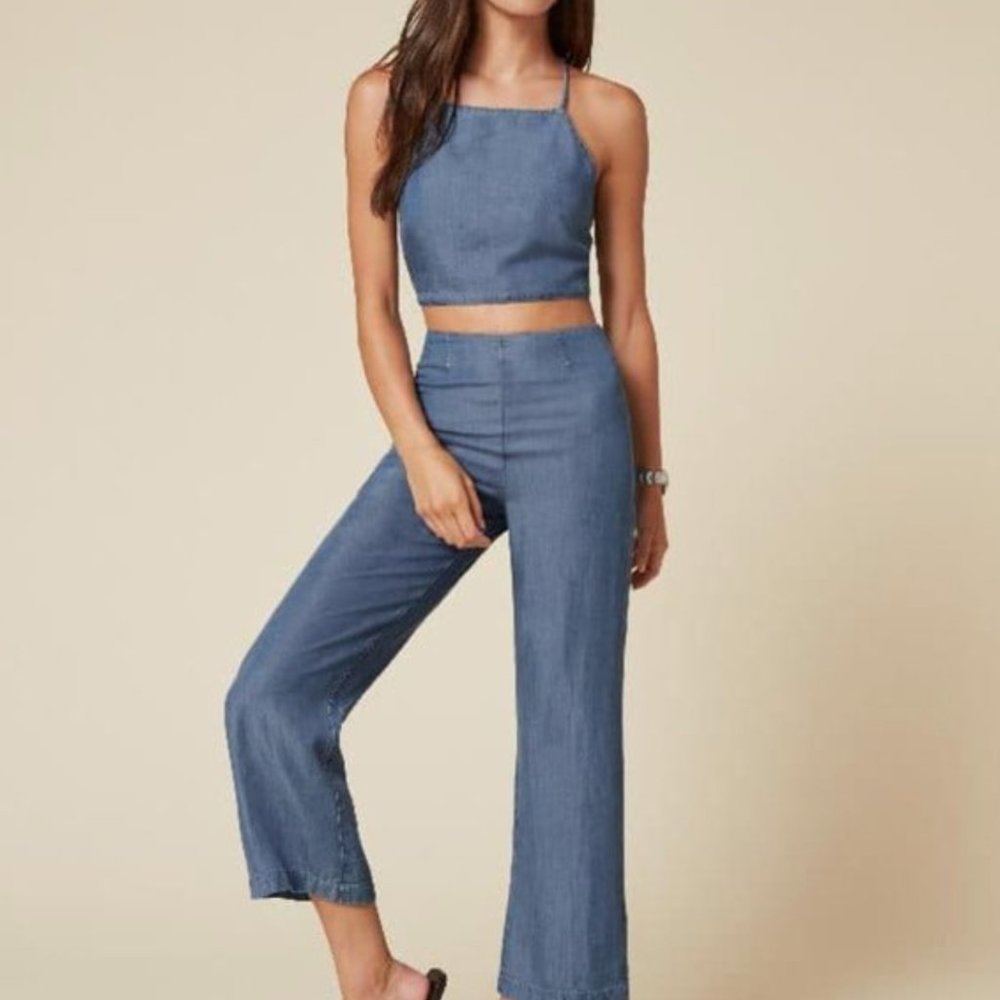 Reformation Trixie Two Piece set 4 Crop top Wide Leg Pant